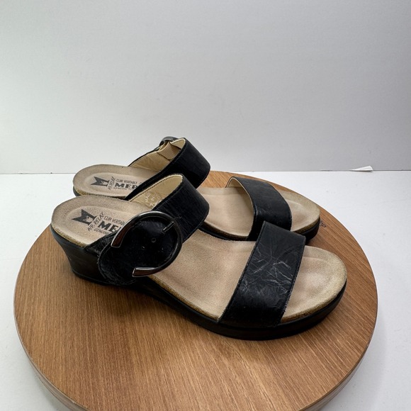 Mephisto Leather Wedge Sandals Buckle Slides Comfort Walking Shoes EU 37‎ - Picture 1 of 6